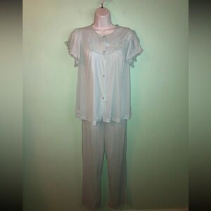 Vintage Pastel Nylon Pajama Set Size Medium